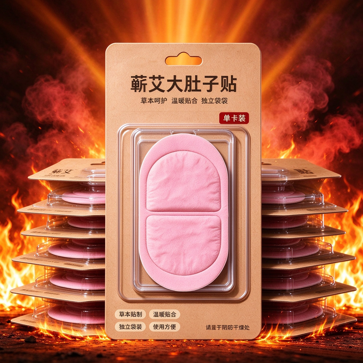 将军藤艾草大肚贴贴艾灸热敷贴蒸汽暖身腰腹冰凉艾脐贴自发热贴