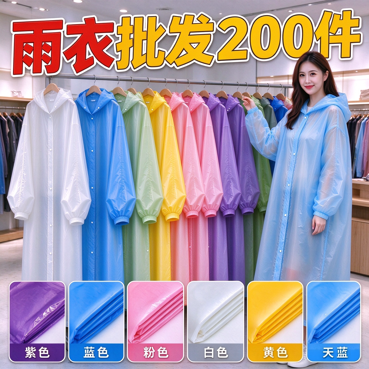 加厚一次性雨衣200件整箱混色