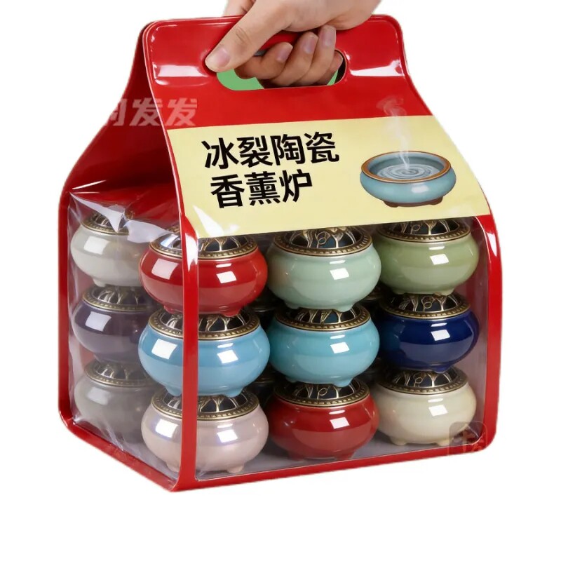 陶瓷防火防烫香盘带盖专用盘大号接灰盒家用托盘檀香传统香炉