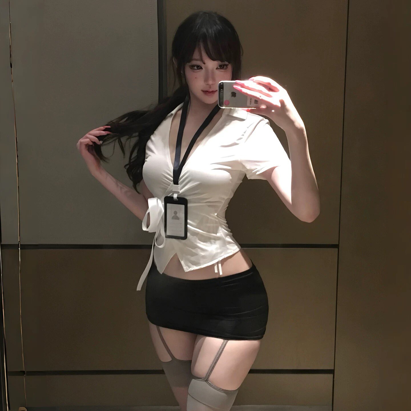 性感秘书诱惑ol制服cos装空姐职业装白色深v衬衫黑色包臀短裙套装