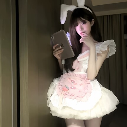 可爱奶乖裙兔女郎制服小厨娘洛丽塔连衣裙女仆装cos服蓬蓬裙套装