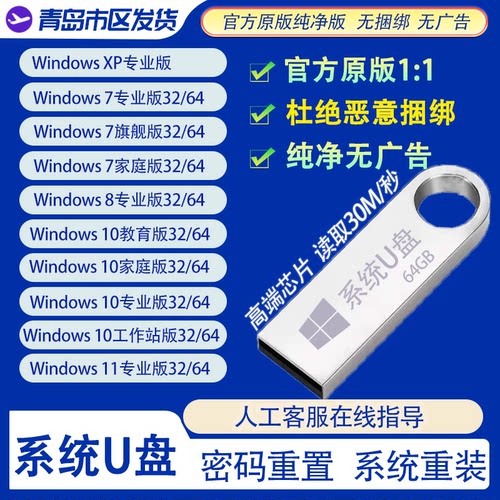 电脑系统重装U盘 纯净版 windows107 W11旗舰pe开机密码修改清除