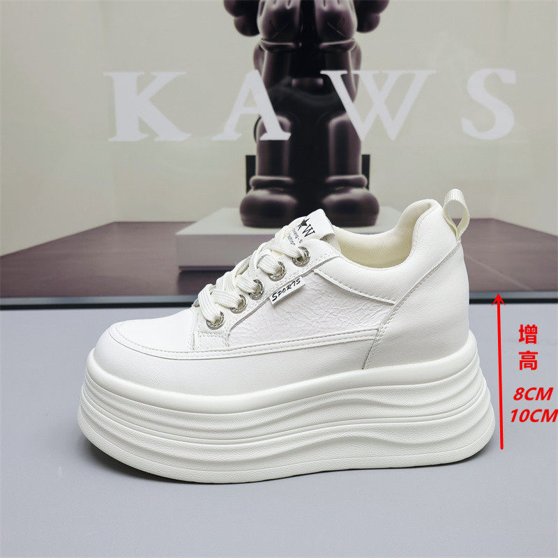 8cm小白鞋女2025夏季新款厚底白色板鞋10公分小个子内增高女鞋子