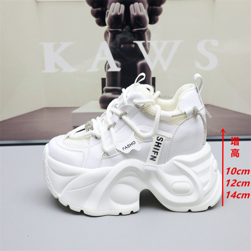 老爹鞋女夏季薄款透气网面小个子运动鞋厚底14cm内增高女鞋子12cm