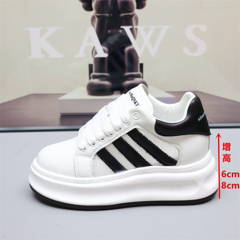 8cm小白鞋女2025夏季厚底网面透气白色板鞋6cm小个子内增高女鞋子