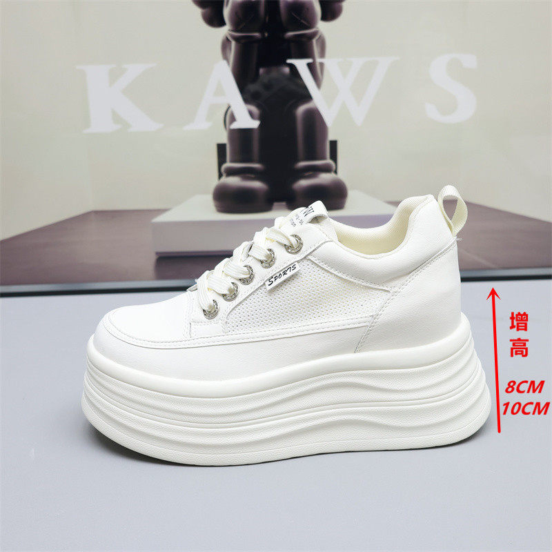 小个子内增高女鞋8cm2025夏季网面透气薄款厚底10cm休闲小白板鞋