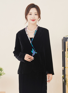 【蝶魄】2024春秋新款刺绣开衫小西装显瘦黑色上衣百搭款 J-23525