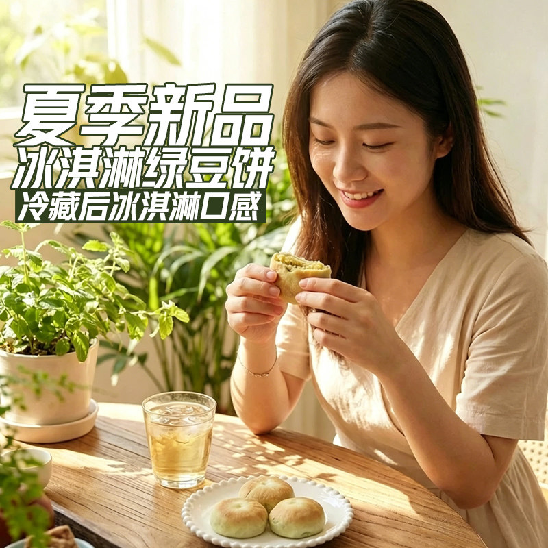 冰淇淋绿豆饼老式传统中式糕点点心冰皮绿豆糕特产休闲小吃零食品