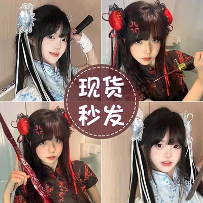 中华娘发包丸子头抓夹女2025新款