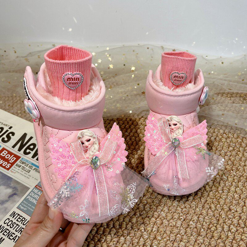 卡通女童雪地靴加绒冬季