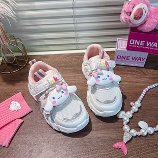 春季女童鞋子儿童运动鞋2026新款老爹鞋女款网面透气软底防滑春款