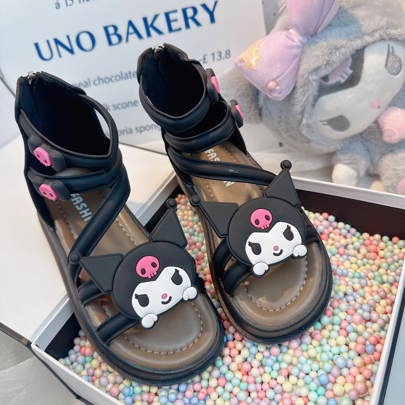 儿童鞋子夏款黑色女童罗马凉鞋2026夏季新款女孩时尚夏天公主鞋女