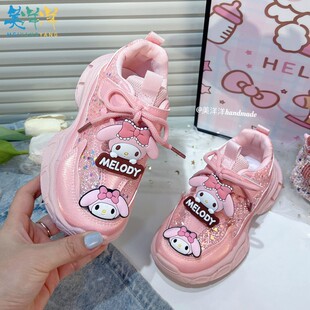 女童粉色公主运动鞋春秋款儿童老爹鞋女款轻便女宝小朋友鞋子女孩