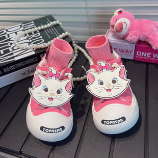 儿童超火帆布鞋幼儿园室内鞋女童软底布鞋魔术贴女童宝宝红色板鞋