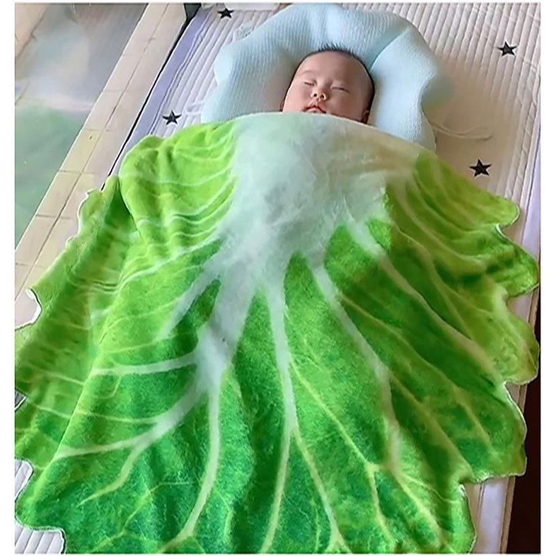 白菜毯子搞怪毯子婴儿午休毯仿真毛毯抱被午睡盖毯蔬菜大白菜搞笑