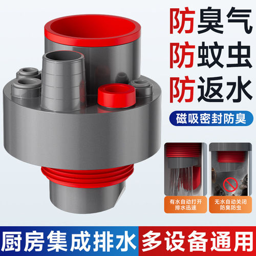 厨房下水管六头通防返臭神器水槽下水道洗碗机分水器洗菜盆密封塞