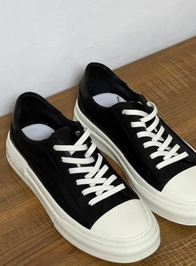 25新款厚底板鞋男真皮轻便透气潮鞋黑色百搭系带运动鞋休闲男鞋