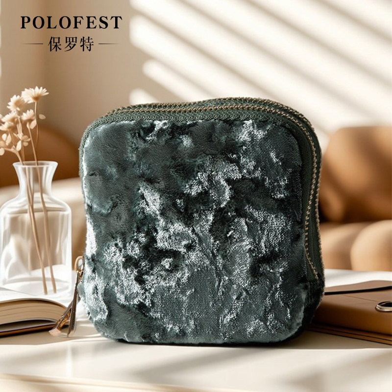 2026新款首饰收纳包双层丝绒松烟苔绿黄金收纳包戒指手镯手串包