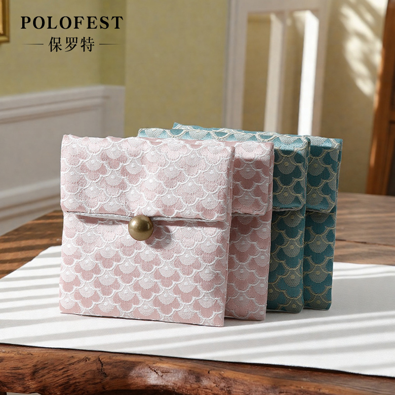 POLOFEST包邮祥云刺绣首饰袋加绒按扣水晶手链袋文玩手串收纳袋