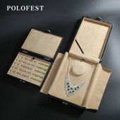 珠宝裸钻盒裸石展示收纳盒子高档黑色皮革绒布戒面彩色宝石收纳盒