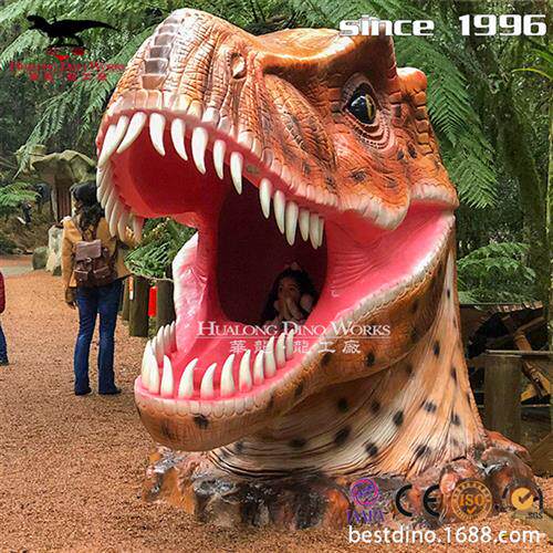 仿真恐龙头互动拍照座椅景区公园引流打卡自贡源头厂家来图制作