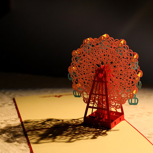 diy送男朋友纸雕情人节生日贺卡