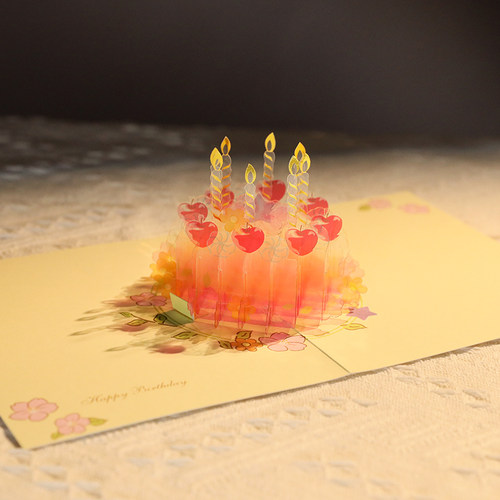 生日贺卡立体蛋糕折叠diy少女心