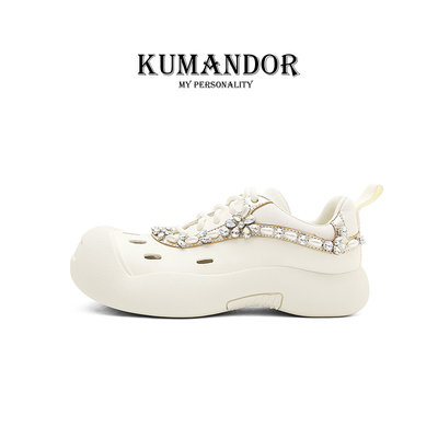 KMD KUMANDOR  2024新款真皮厚底女鞋增高透气面包鞋百搭休闲鞋潮