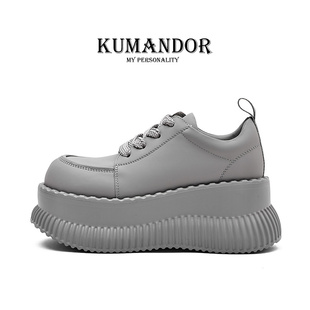 KUMANDOR KMD 女英伦风增高休闲单鞋 太空漫步 真皮厚底松糕鞋