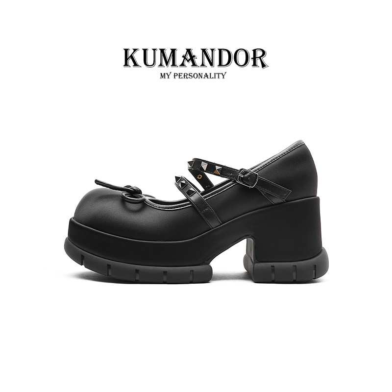 【洛丽可可】KUMANDOR法式厚底玛丽珍鞋女洛丽塔鞋子粗跟jk单鞋-封面