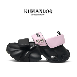 真皮厚底单鞋 KMD 麒麟三代 KUMANDOR 女铆钉魔术贴增高运动休闲鞋