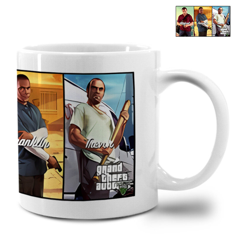 GTA游戏5侠盗猎车手游戏泡茶周年纪念高颜值陶瓷水杯马克杯变色杯