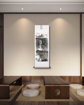张大千 仿石溪燕山图 名家经典 墙面装饰 画芯挂轴 微喷复制