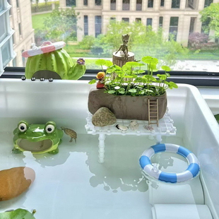 网红泳圈迷你戏水宠物龟缸造景仰泳小乌龟泳圈可爱鱼缸装饰玩具