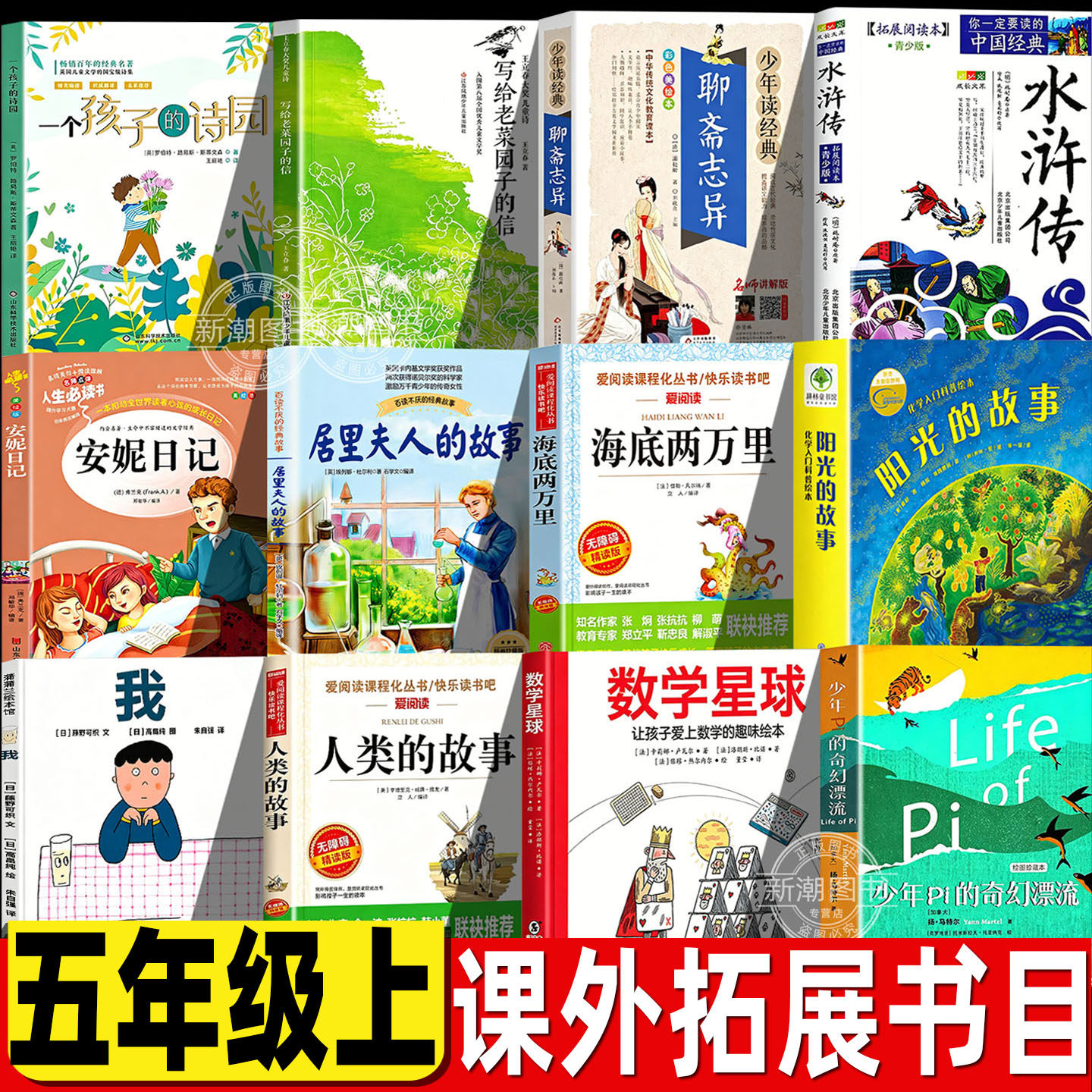 安妮日记五年级上册必读课外书原版原著弗兰克正版山东美术出版社一个孩子的诗园聊斋志异水浒传青少版人类的故事房龙著数学星球