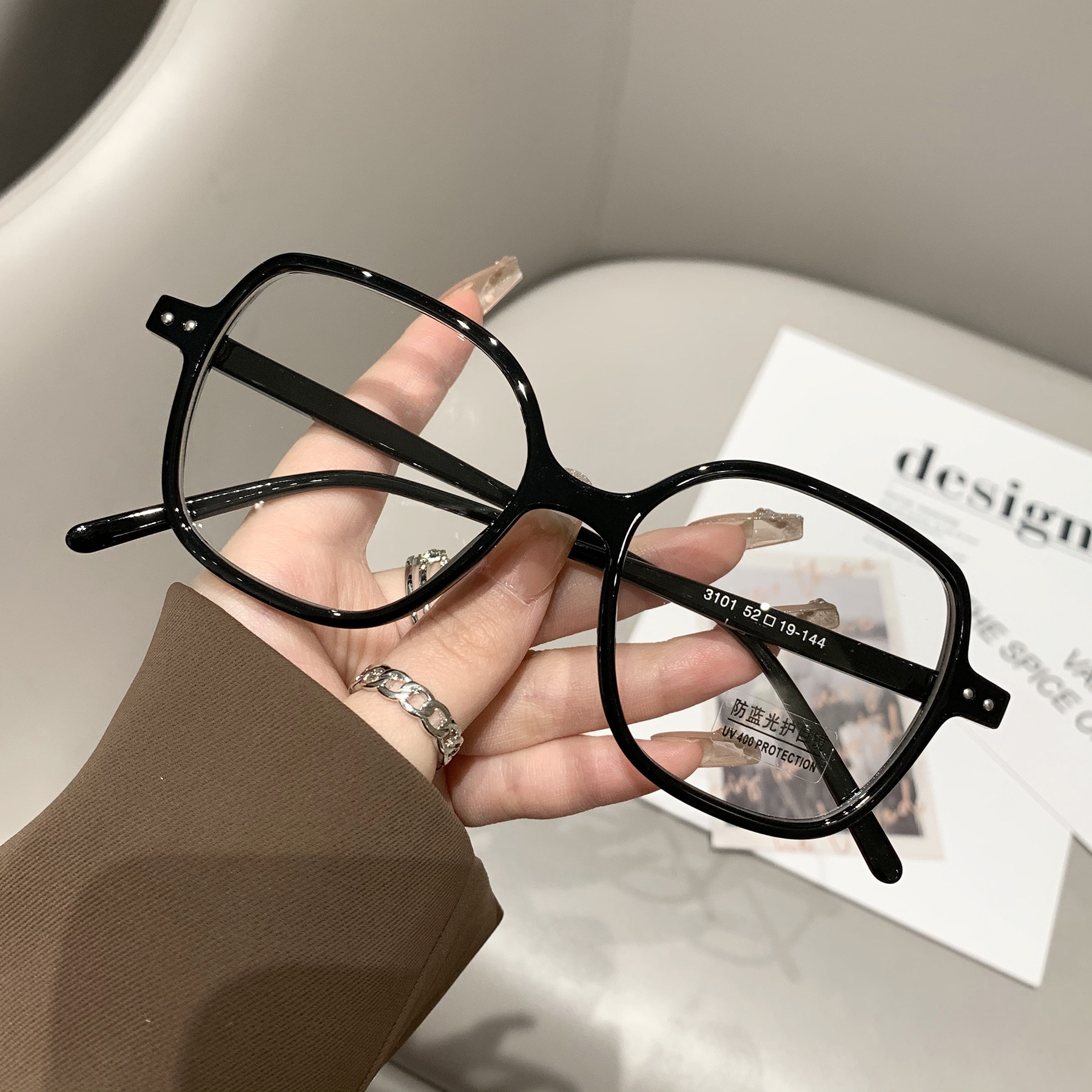 复古文艺方形学生素颜百搭眼镜女黑色显瘦时尚网红款近视眼镜架潮