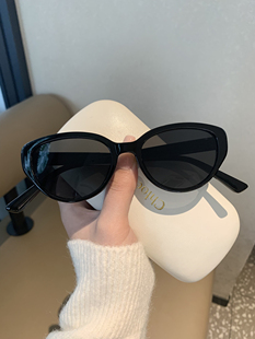 韩版复古猫眼黑色墨镜女高级感圆脸显瘦防紫外线太阳眼镜男ins潮
