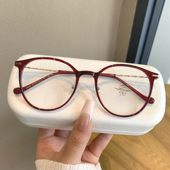 韩系超轻圆框复古红色素颜神器时尚 百搭可配有度数防蓝光眼镜潮