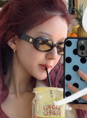 露思同款~韩系猫眼黑色墨镜女高级感时髦百搭拍照凹造型太阳眼镜