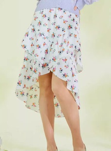 依恋正品特价清仓EEWHB25W1M夏季松紧腰休闲雪纺不规则碎花半身裙