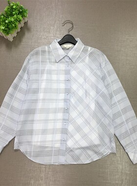 R系列韩版衬衫女RCYW92309M春夏气质格纹两件套长袖上衣