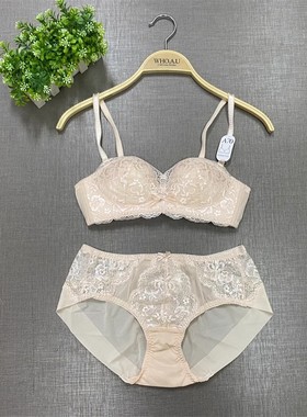 大牌正品C22041/C22042蕾丝舒适无钢圈聚拢文胸内裤套装