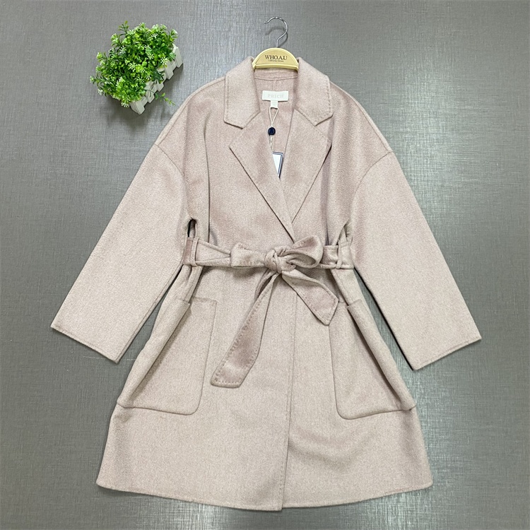 依恋旗下P家清仓PRJWB8T19Q秋冬新品简约纯色中长款呢子大衣外套