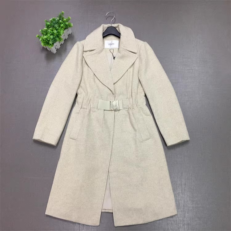 冬季潮流千鸟格羊毛呢子大衣