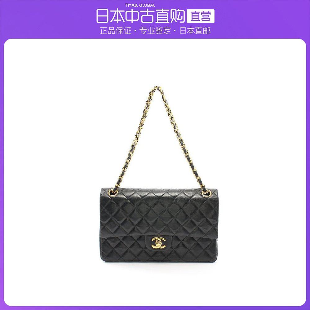 日本直邮中古CHANEL香奈儿[B]9.0新CF菱格纹双翻盖双链条肩包
