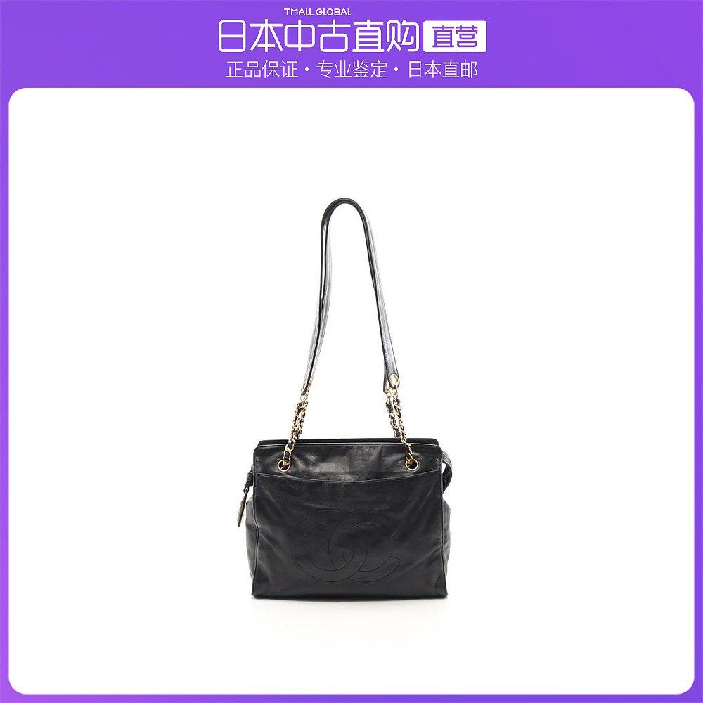 日本直邮中古CHANEL香奈儿[B]9.0新双C标志链条肩包金色五金 8906