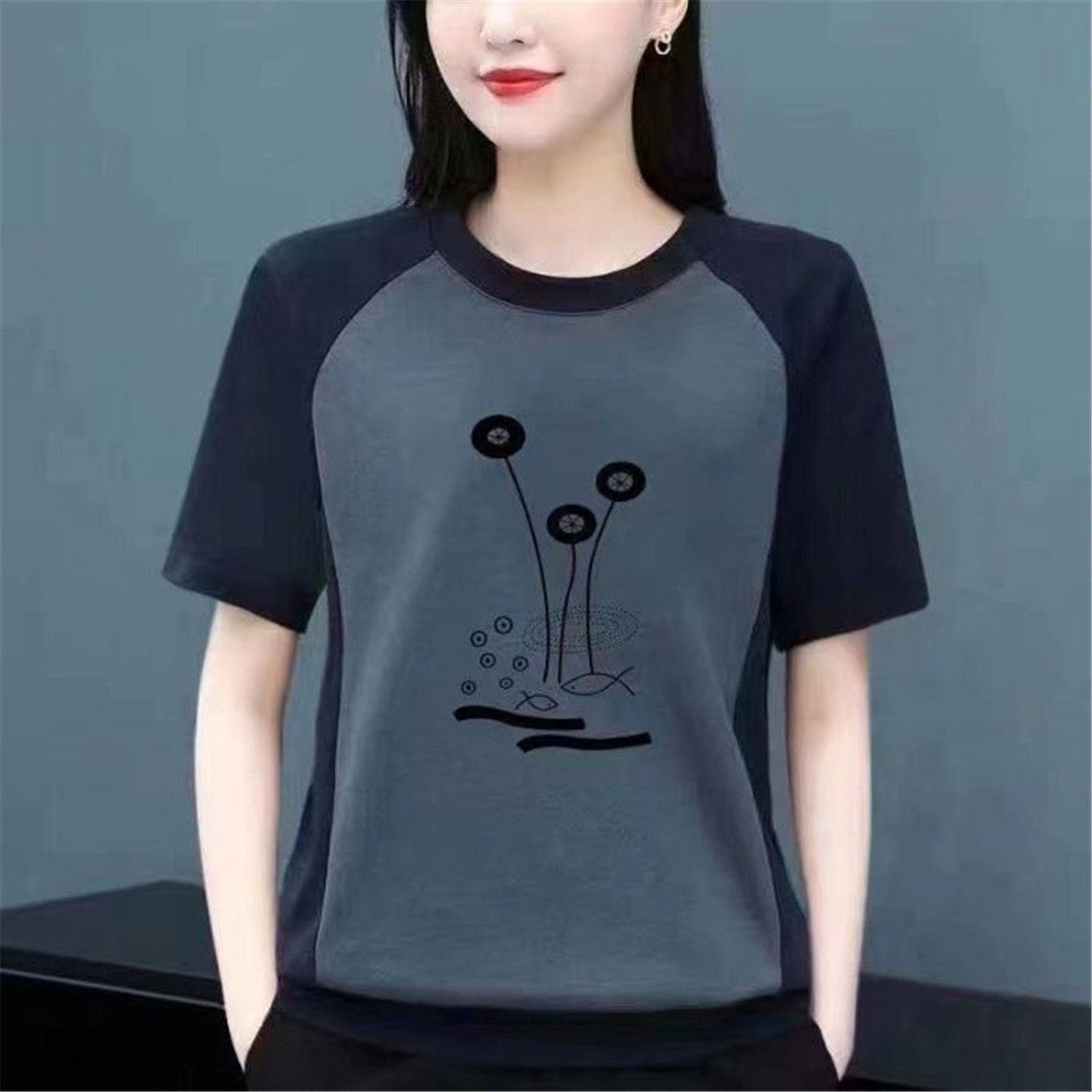 新款纯棉短袖T恤女装夏季大码内搭宽松显瘦印花韩版拼接上衣休闲,女装/女士精品,大码内搭,淘宝优惠券,粉丝福利购,淘宝优惠卷