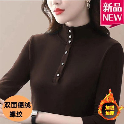 T恤秋冬新款半高领德绒内搭妈妈