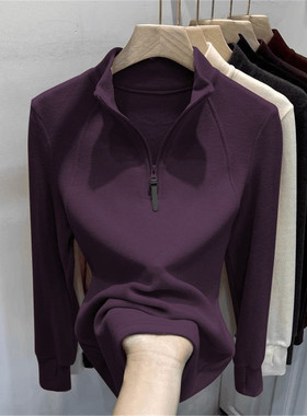 双面德绒卫衣女士秋冬季立领半拉链保暖衣妈妈装2025年新款打底衫