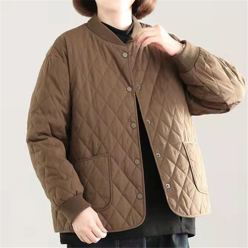 2024年新款菱格夹棉服女士秋冬季妈妈装短款宽松轻薄棉衣休闲外套,女装/女士精品,棉衣/棉服,淘宝优惠券,粉丝福利购,淘宝优惠卷